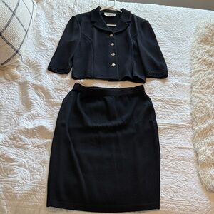 St. John Classic Black Jacket & Skirt Set - Size 8